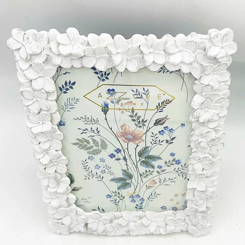 Azzure Home Picture Frame 5x7 White Floral‎ Textured